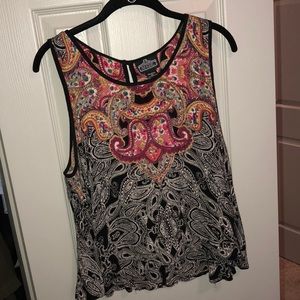 Black paisley print tank